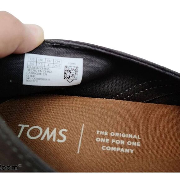 New TOMS Charcoal Pico Canvas Loafer Flat Sneakers Size 8.5 Slip on Round Toes - Picture 4 of 14